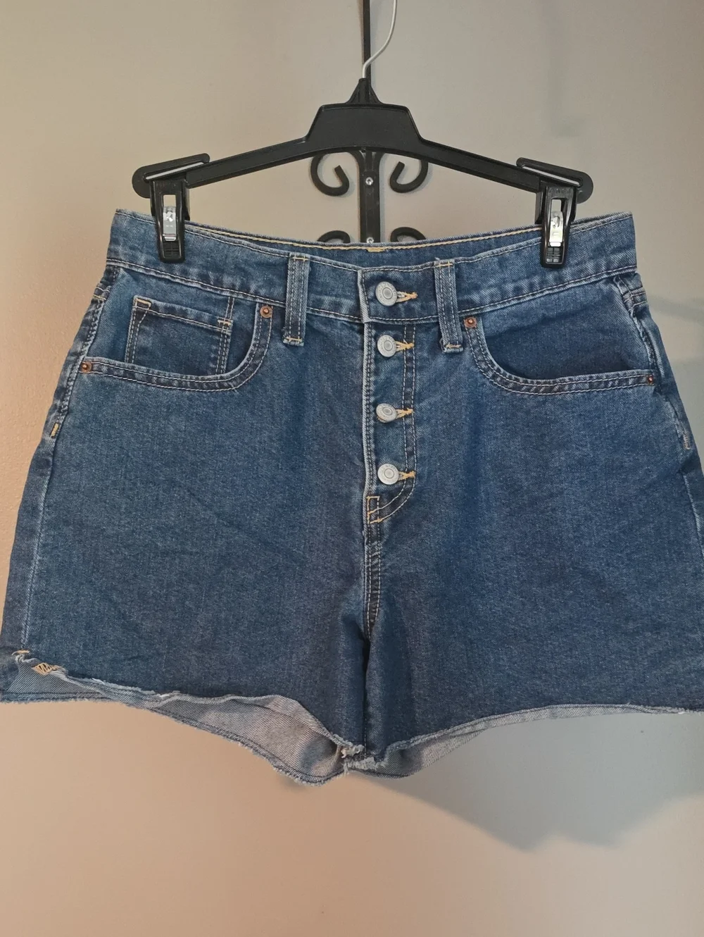 Old Navy Gilr's Button-Front Dark Blue Denim Shorts Size 16